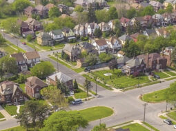 aerial view of Detroit homes