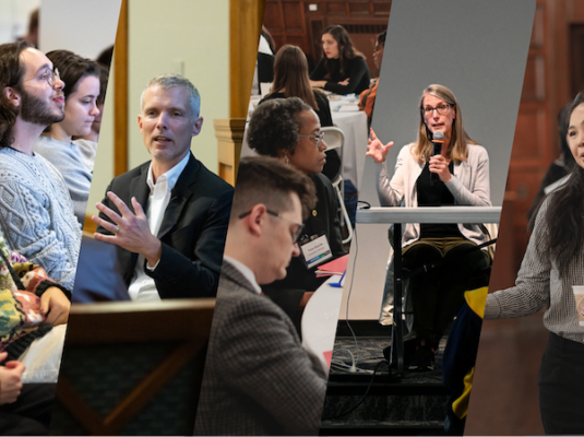 Collage of Poverty Solutions team members and students