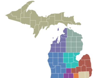 Map of MI by region