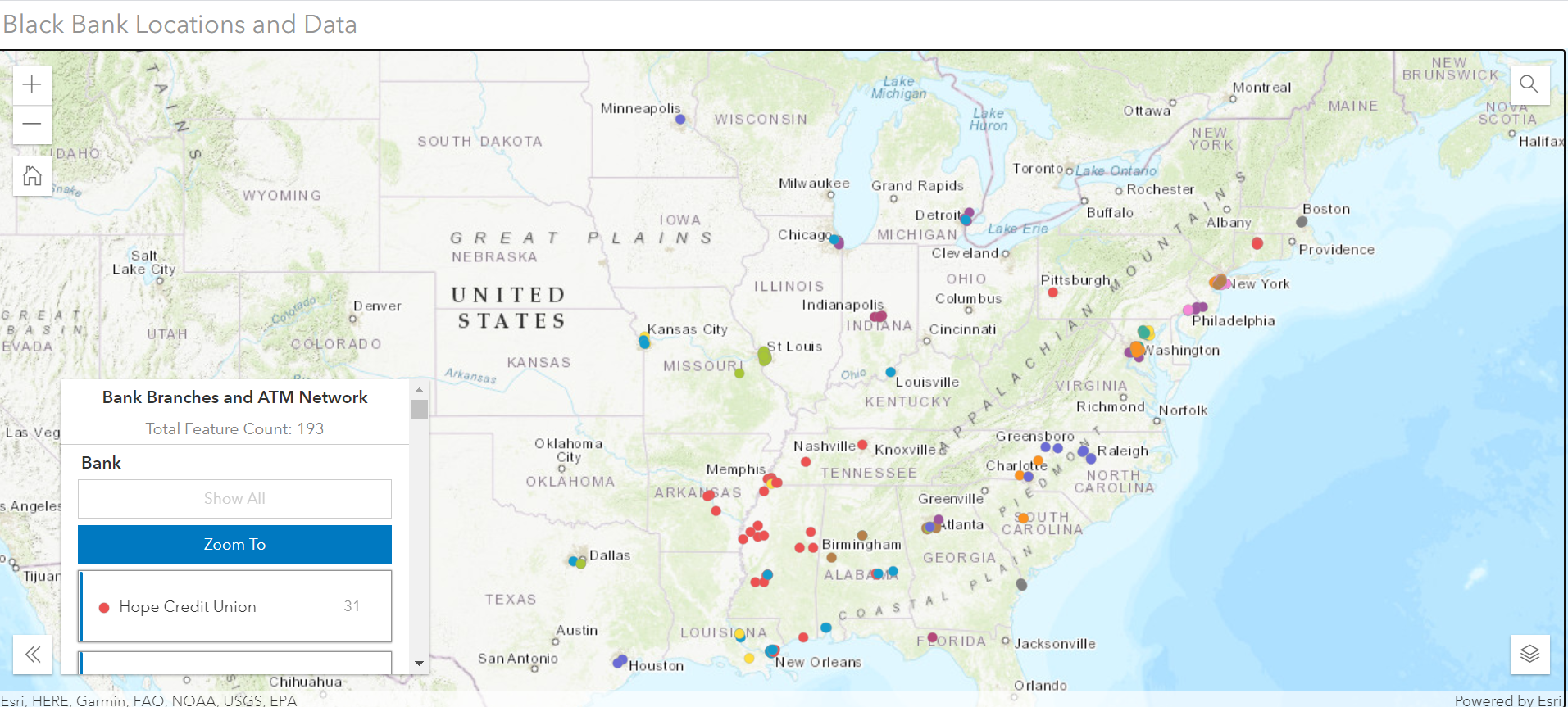 Black Bank Locations and Data Map