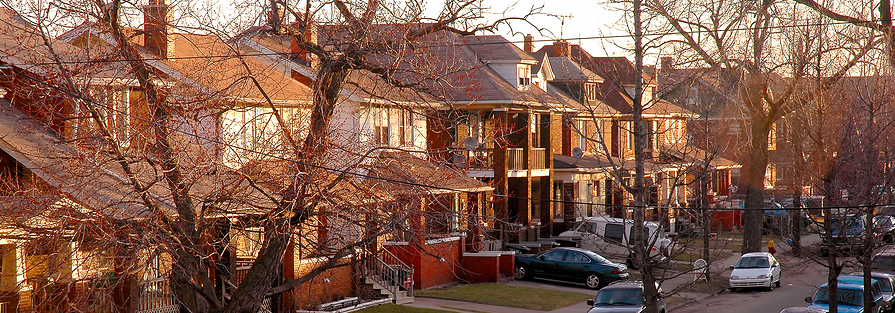 Neighborhood streets of residential detroit home owners