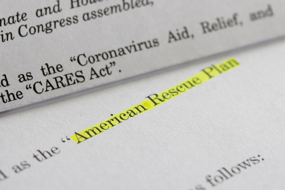 Closeup of the documents of the CARES Act