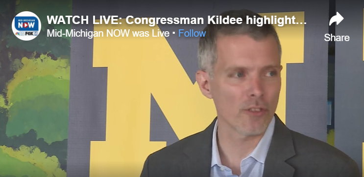 Poverty Solutions Director Luke Shaefer speaks about the child tax credit at a press conference with U.S. Rep. Dan Kildee held May 7, 2021, at the University of Michigan-Flint. (Video from Mid Michigan NOW)