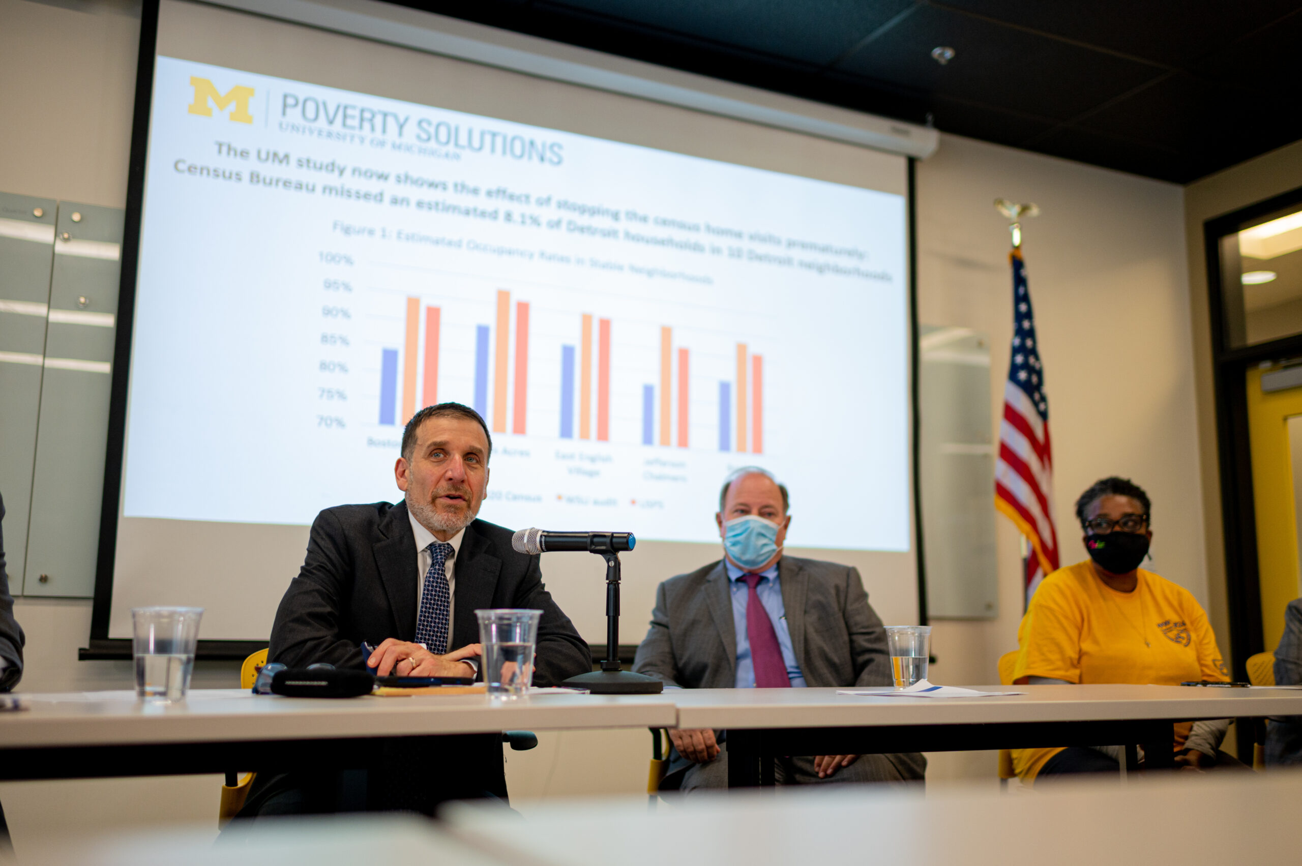 Speakers of Poverty Solutions census press conference at the Detroit Center.