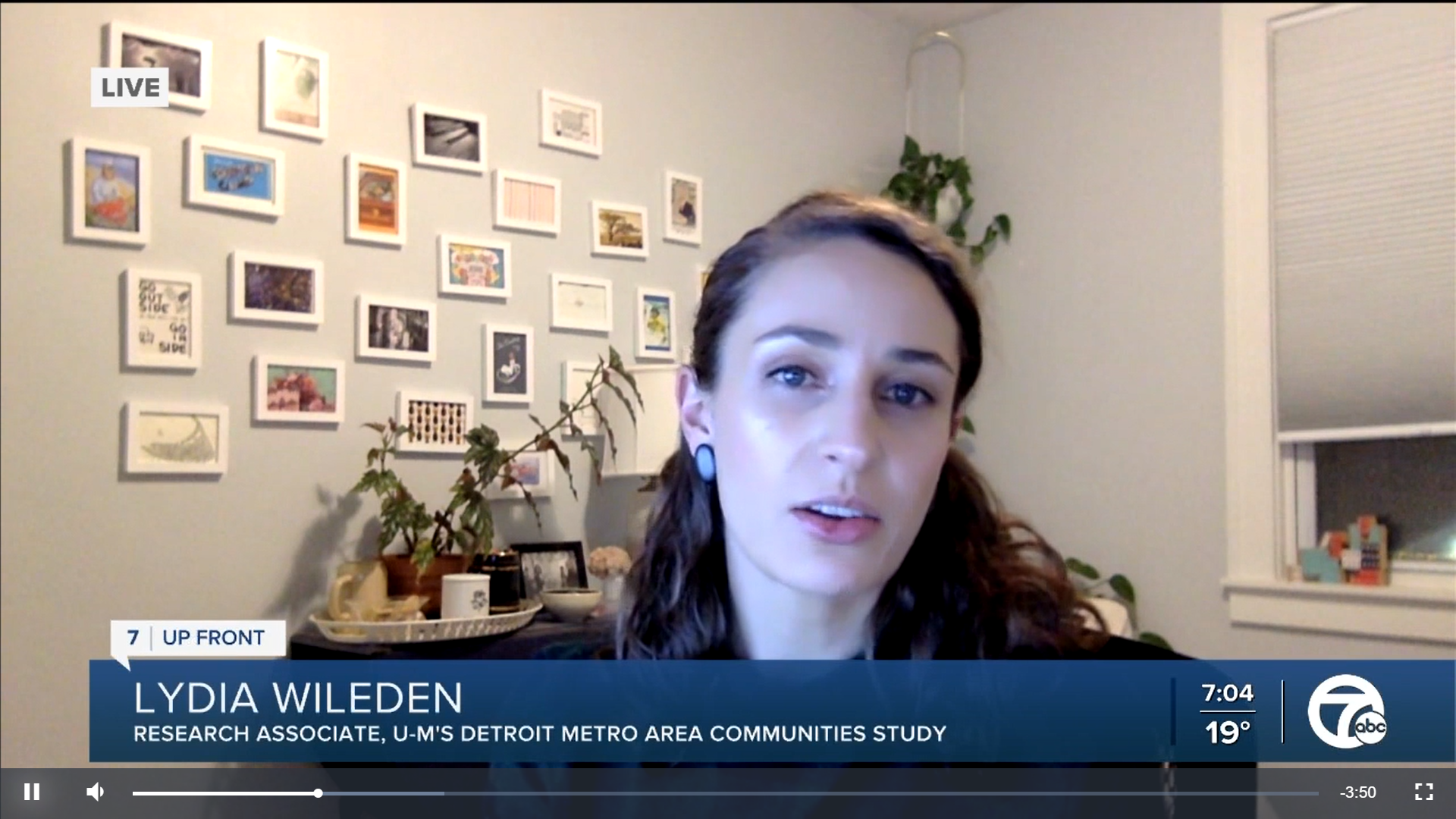Research associate Lydia Wileden discusses the latest findings from the Detroit Metro Area Communities Study on WXYZ 7 on Feb. 3, 2022.