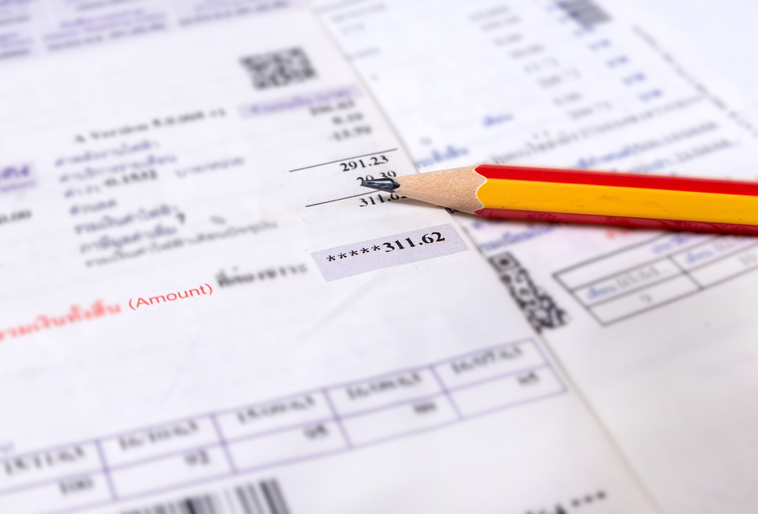 Image showing pencil and utility bill