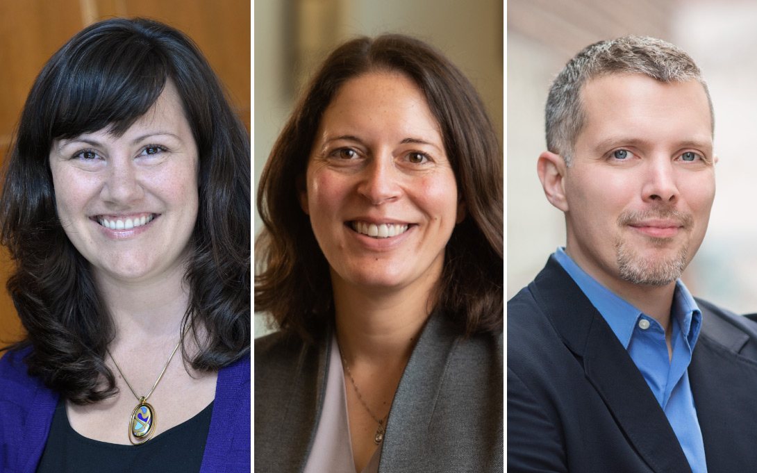 Featuring U-M public policy professors who were awarded Equitable Growth grant to study effects of expanded Child Tax Credit. From left to right: Natasha Pilkauskas, Katherine Michelmore, H. Luke Shaefer