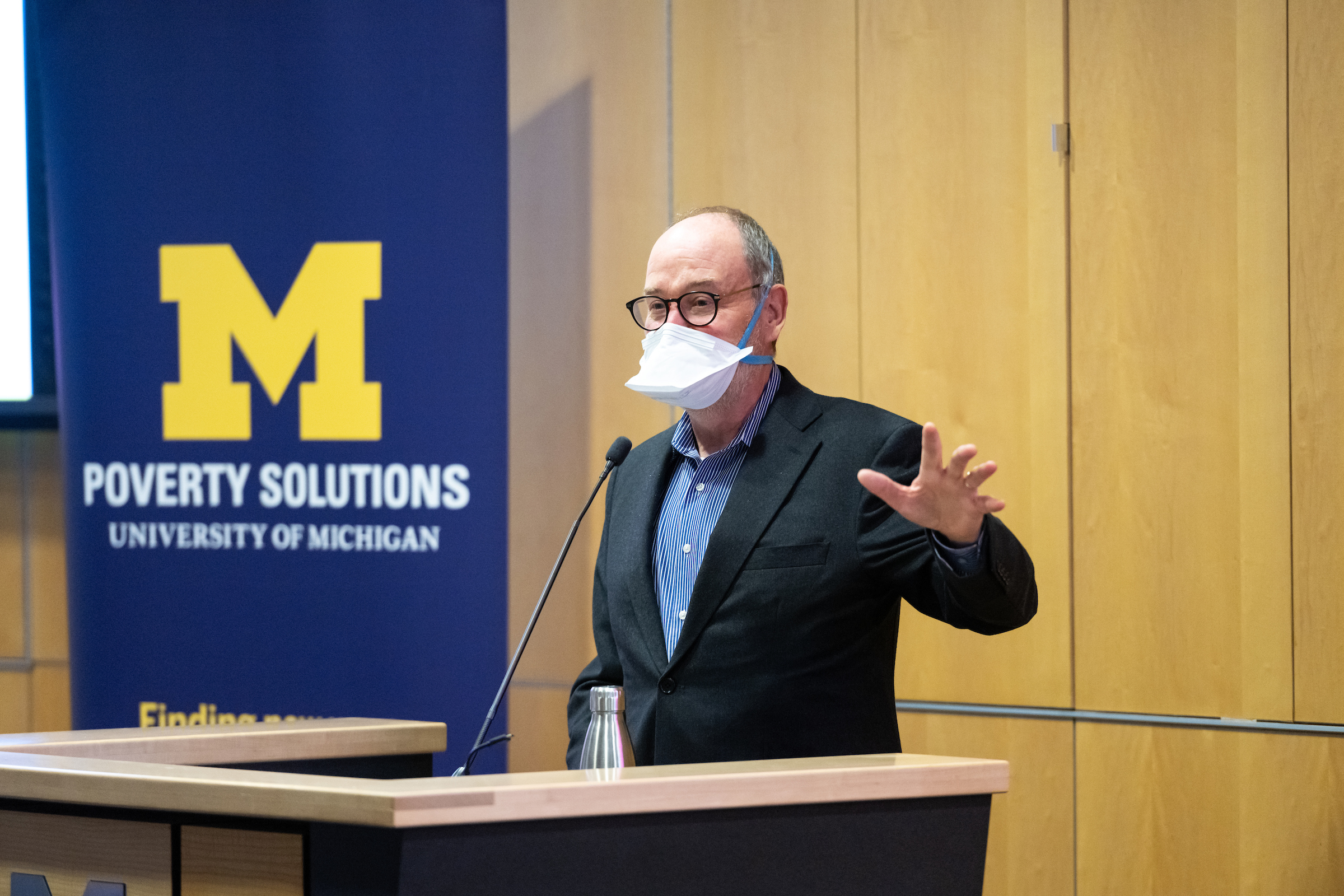 Jerry Davis gives a talk on Oct. 20, 2023, as part of the Real-World Perspectives on Poverty Solutions Speaker Series.