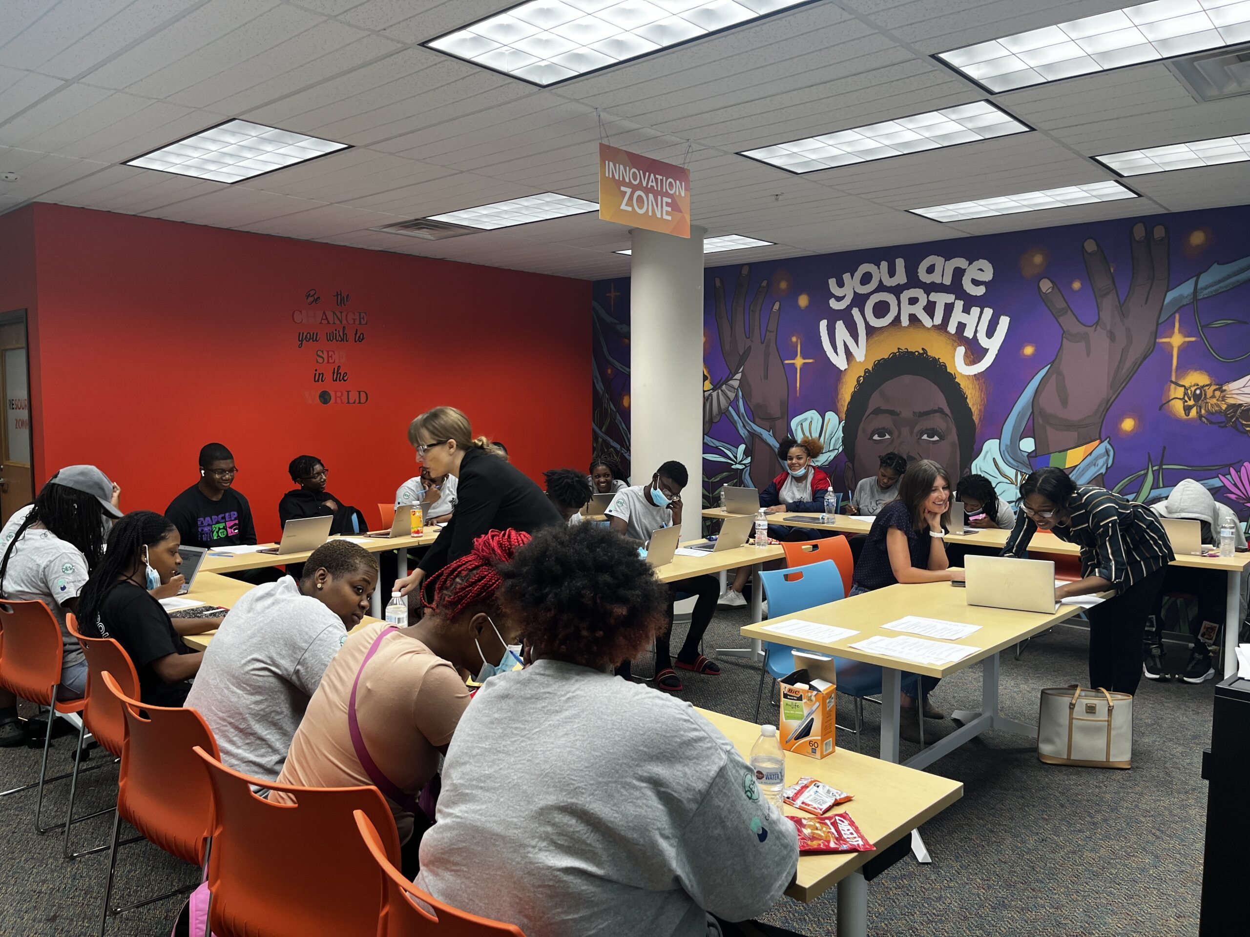 U-M Poverty Solutions staff work with youth in the Detroit Phoenix Center's Summer Leaders Academy