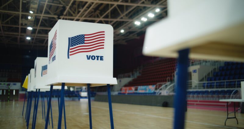 Voting boxes on National Election Day in the United States.