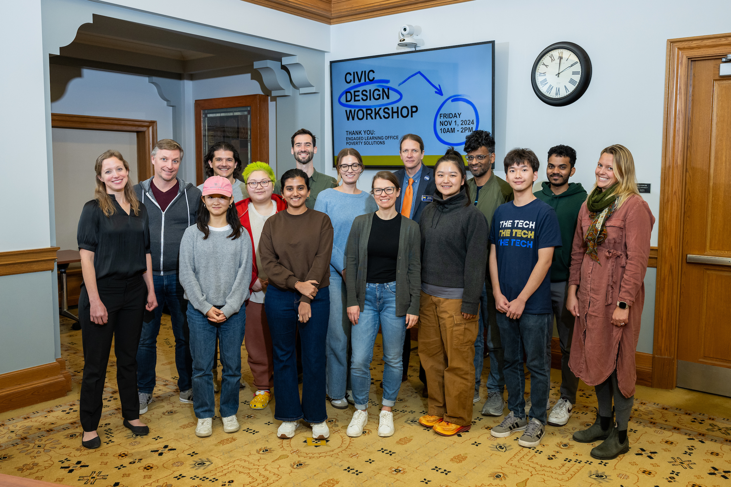 Group photo of Civic Design Workshop participants and presenters.
