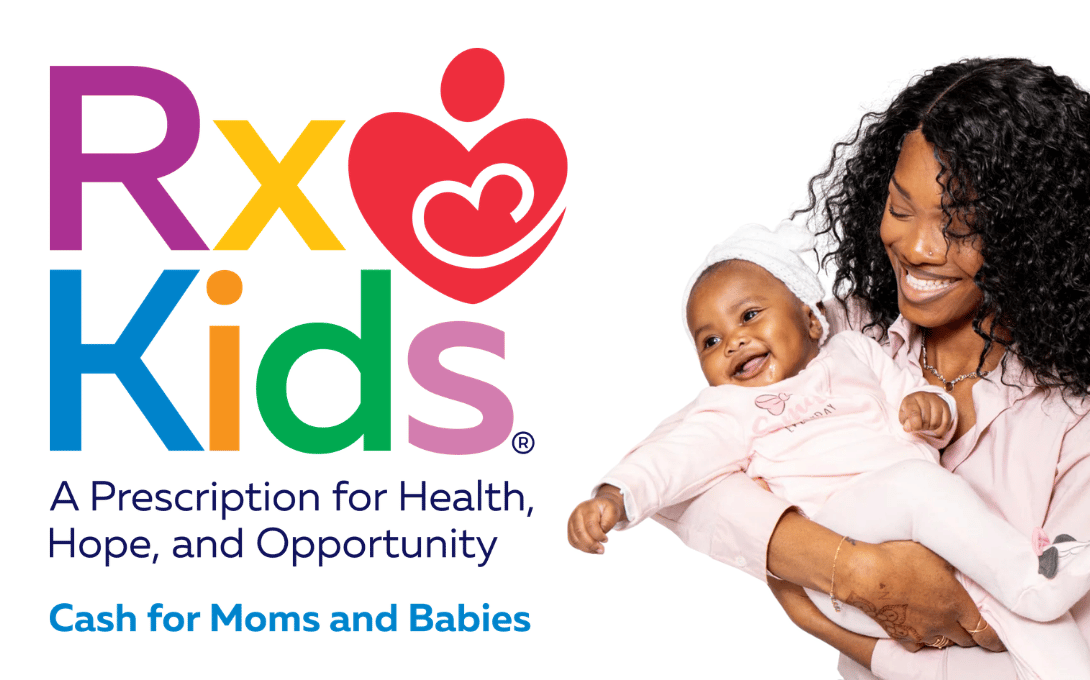 Rx Kids logo with woman holding a baby