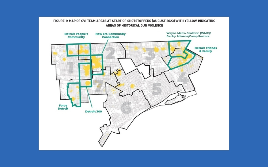Map of Community Violence Intervention zones in Detroit