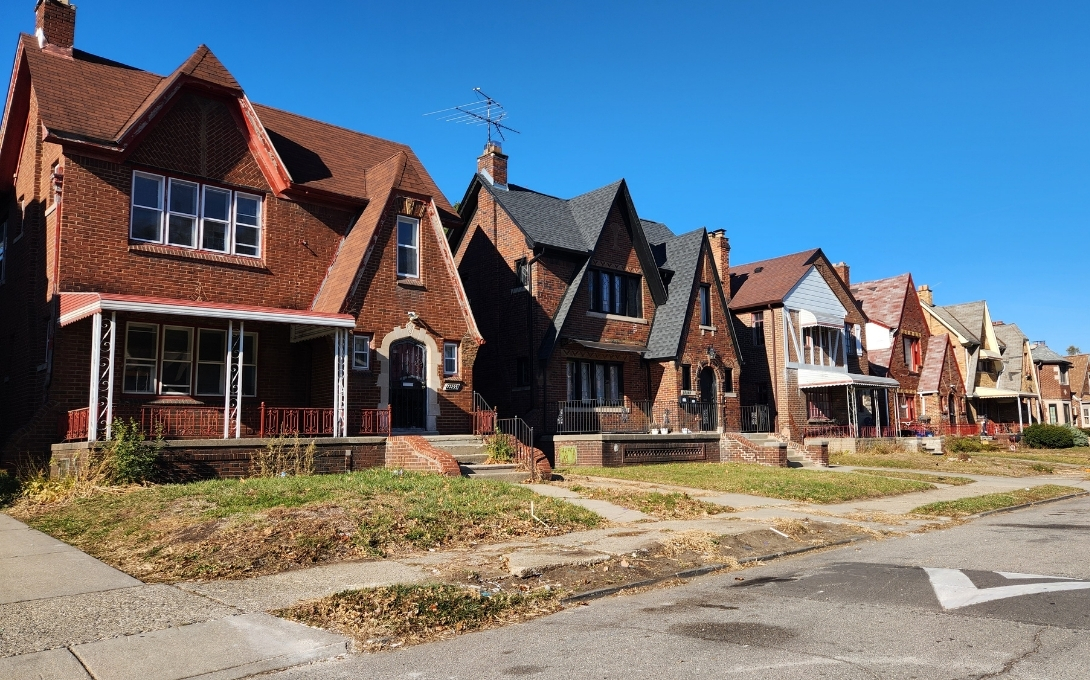 Houses on a neighborhood street in Detroit