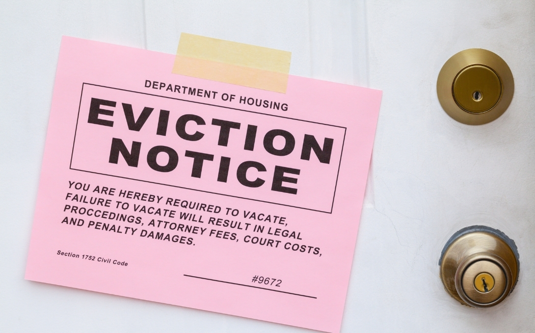 eviction notice taped to a door