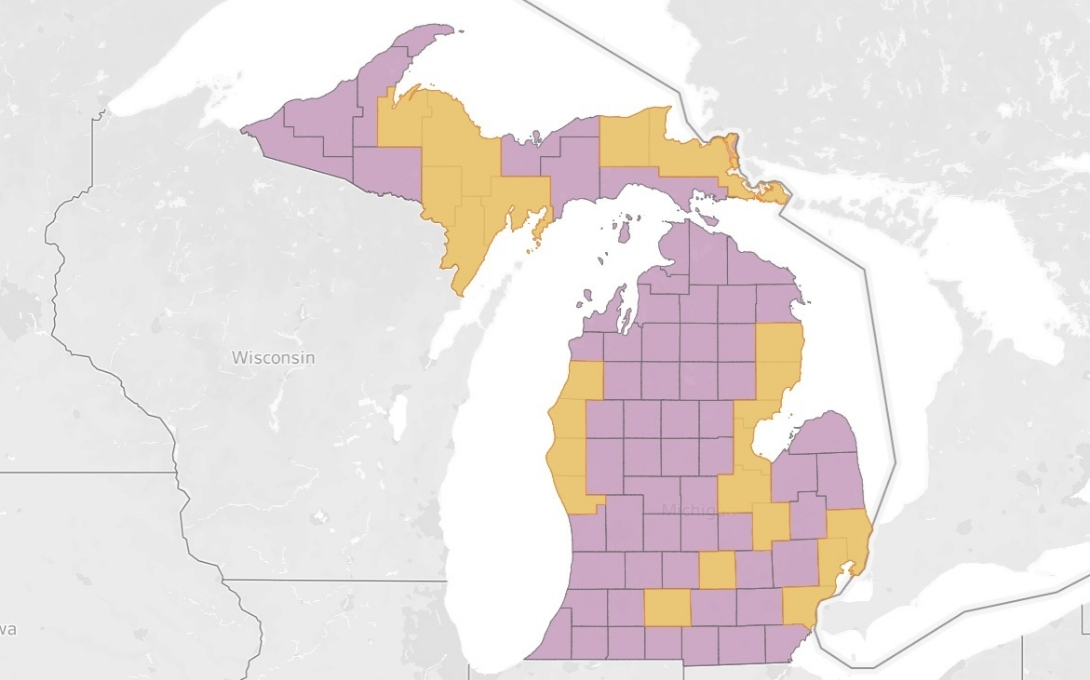 Michigan map of opioid use hotspots